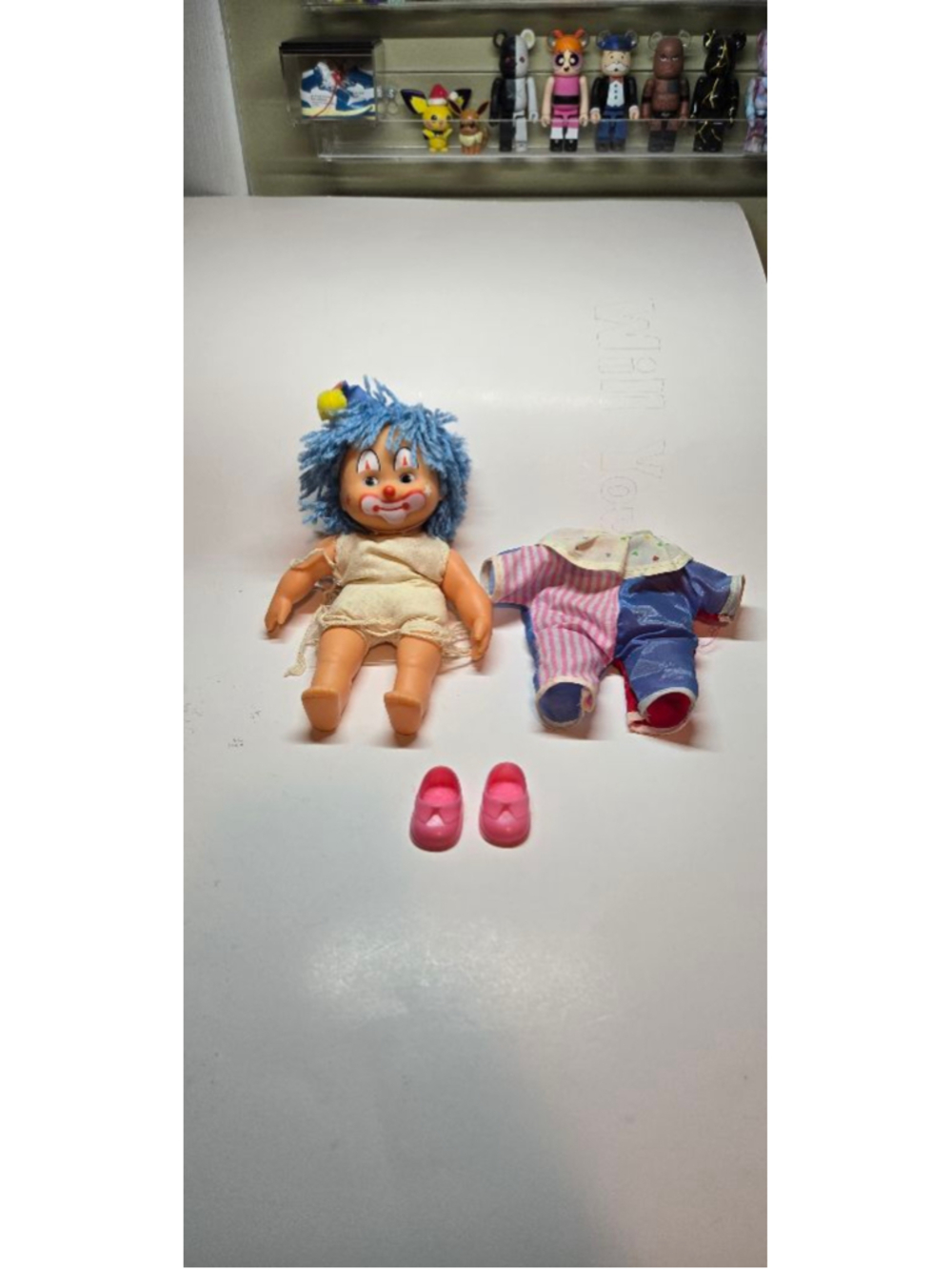 VINTAGE Unbranded Clown Doll Blue Pink Plastic